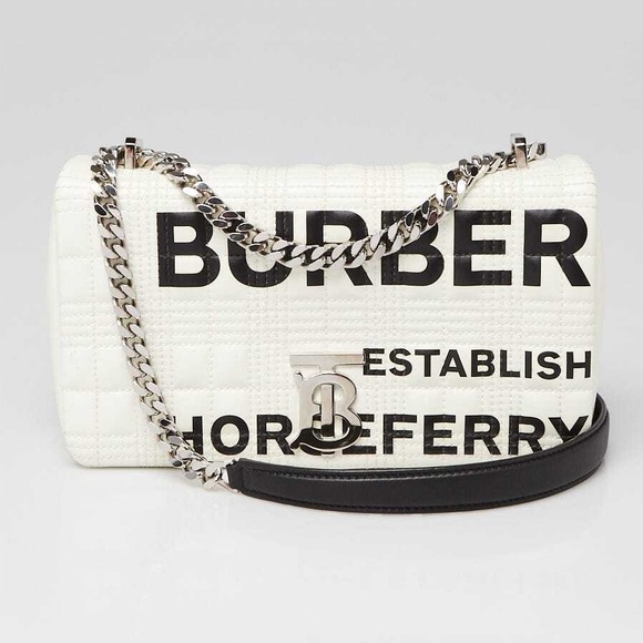 Burberry Handbags - Burberry Limited Patent Quilted Horseferry Print Small Lola Bag in White NWT